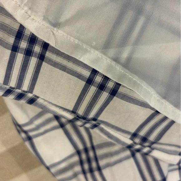 NWT White/Navy Blue Plaid Checkered Ruffle Mini Dress - Picture 10 of 11